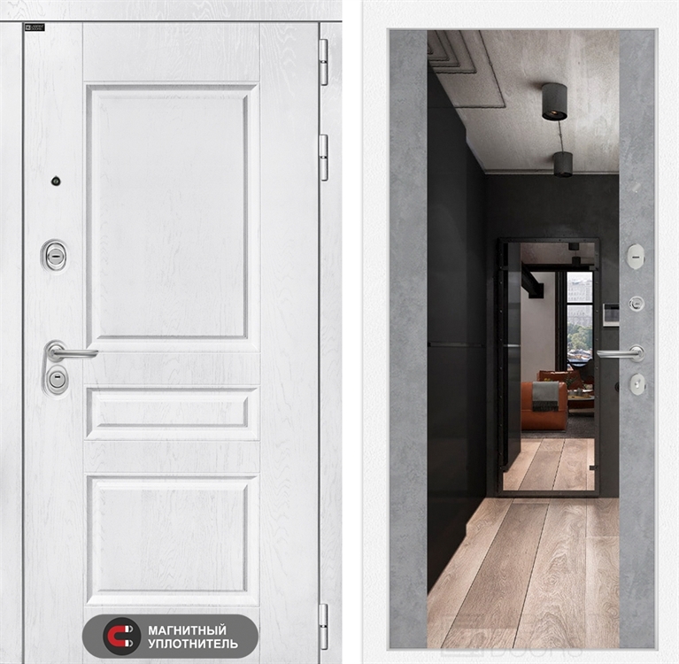 Входная металлическая дверь Лабиринт VERSAL с Зеркалом Максимум - Бетон светлый 4049771