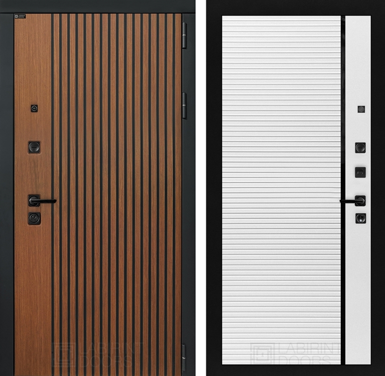 Входная металлическая дверь Лабиринт STORM 22 - Белый софт, черная вставка 4049849