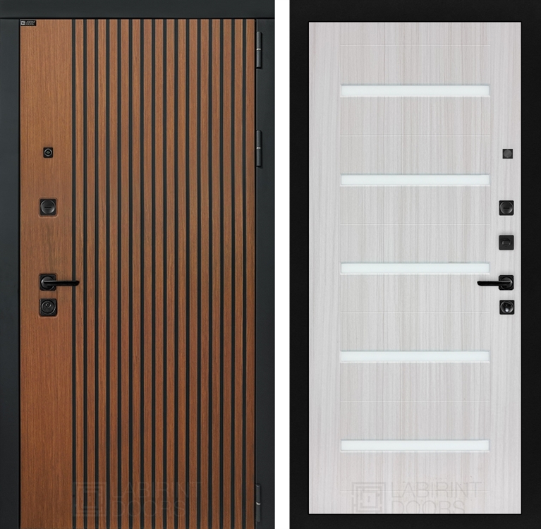 Входная металлическая дверь Лабиринт STORM 01 - Сандал белый, стекло белое 4049856