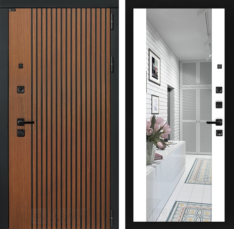 Входная металлическая дверь Лабиринт STORM с Зеркалом Максимум - Белый софт 4049888