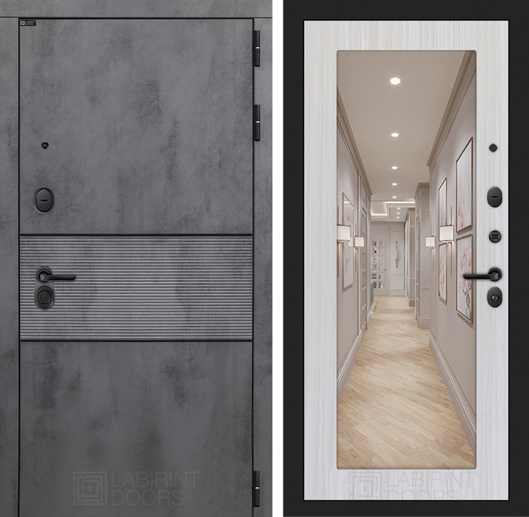 Входная металлическая дверь Лабиринт INFINITY с Зеркалом 18 - Сандал белый 4049938