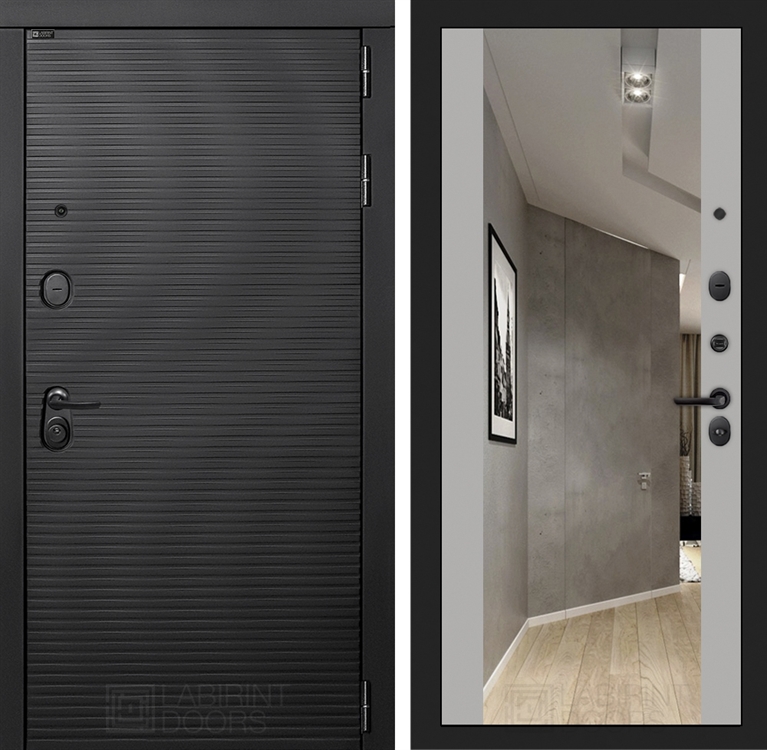 Входная металлическая дверь Лабиринт VOLCANO с Зеркалом Максимум - Грей софт 4054983