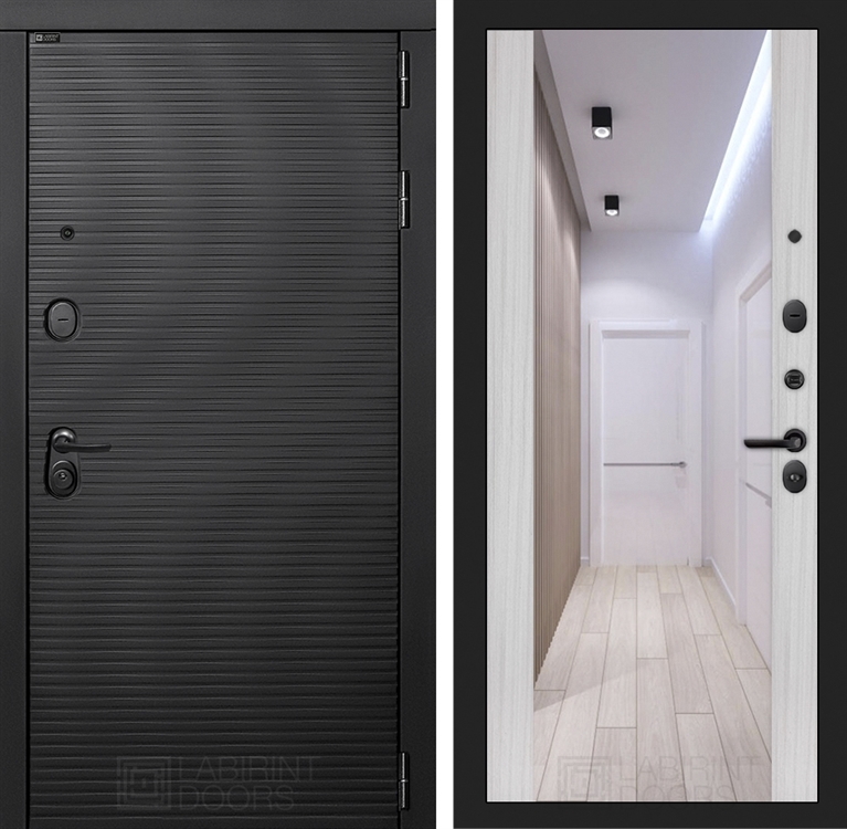 Входная металлическая дверь Лабиринт VOLCANO с Зеркалом Максимум - Сандал белый 4054984