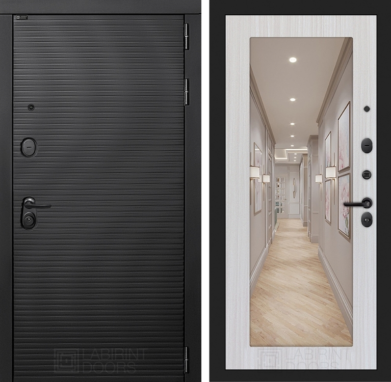 Входная металлическая дверь Лабиринт VOLCANO с Зеркалом 18 - Сандал белый 4055014