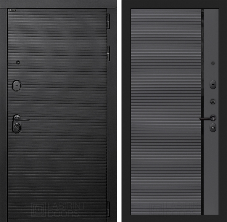 Входная металлическая дверь Лабиринт VOLCANO 22 - Графит софт, черная вставка 4055042