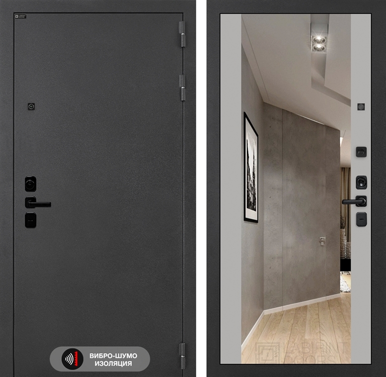 Входная металлическая дверь Лабиринт ACUSTIC с Зеркалом Максимум - Грей софт 4060221