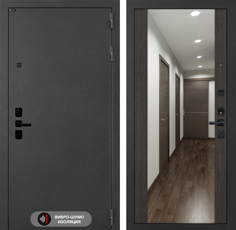 Входная металлическая дверь Лабиринт ACUSTIC с Зеркалом Максимум - Венге 4060224