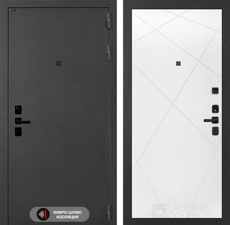 Входная металлическая дверь Лабиринт ACUSTIC 24 - Белый софт 4060271