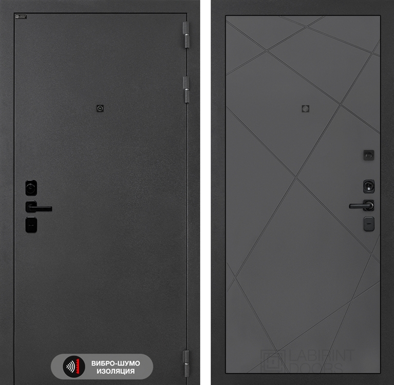 Входная металлическая дверь Лабиринт ACUSTIC 24 - Графит софт 4060274