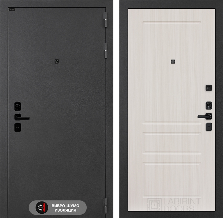 Входная металлическая дверь Лабиринт ACUSTIC 03 - Сандал белый 4060279