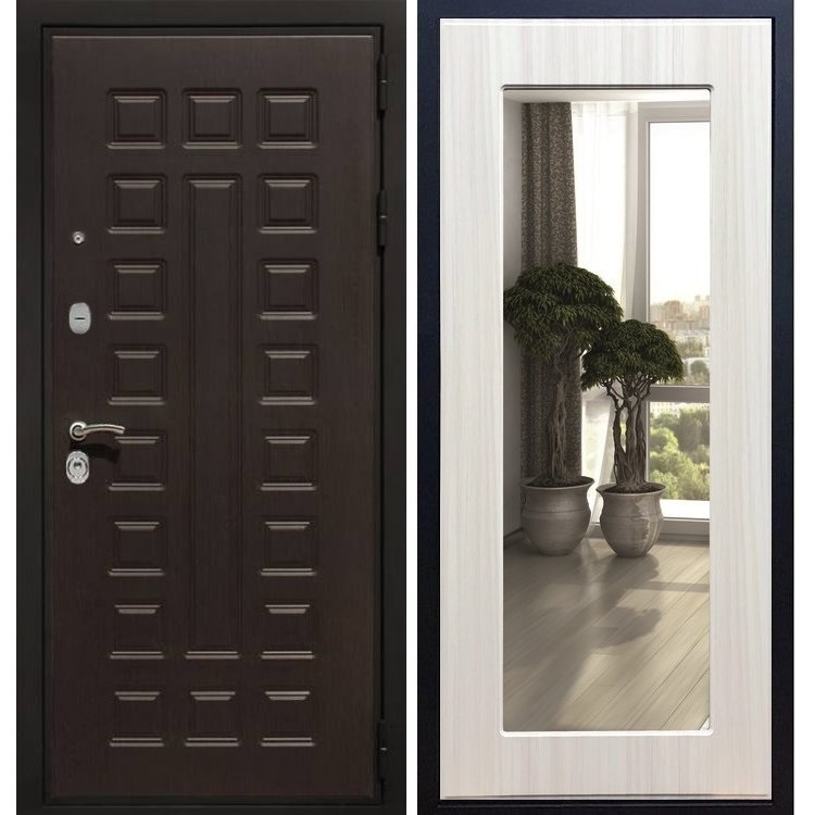 Входная дверь Премиум 3к Пастораль Сандал белый с Зеркалом 5080