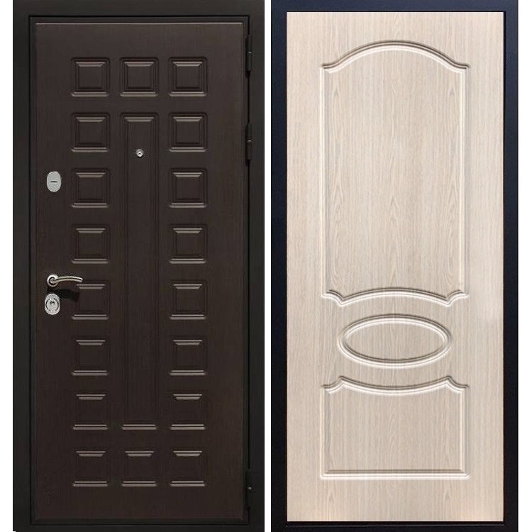 Входная металлическая дверь Премиум 3к ФЛ-128 Беленый дуб 5177