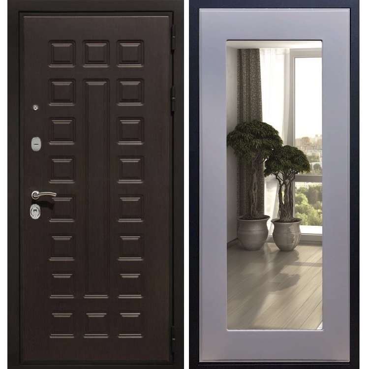 Входная металлическая дверь Премиум 3к Пастораль Графит софт с Зеркалом 6714