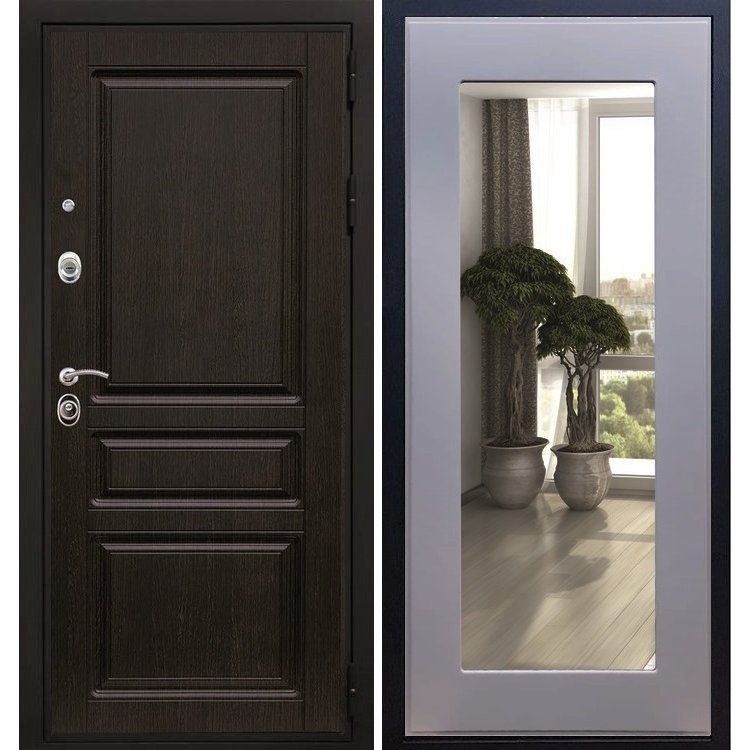 Входная металлическая дверь Премиум -H Пастораль Силк титан с Зеркалом 6772