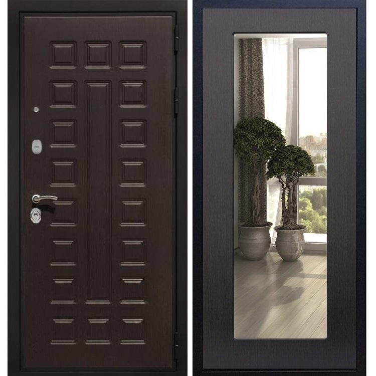 Входная металлическая дверь Премиум 3к Пастораль Венге с Зеркалом 7090