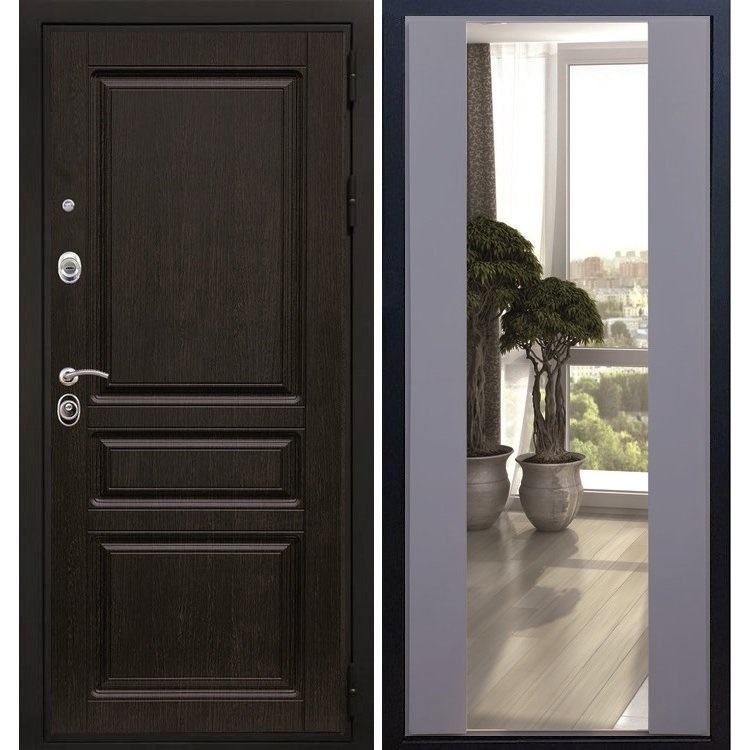 Входная металлическая дверь Премиум Н с Зеркалом СБ -16 Силк титан 7852