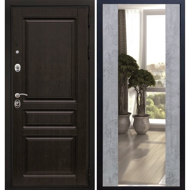 Входная металлическая дверь Премиум Н с Зеркалом СБ -16 Бетон темный 7857