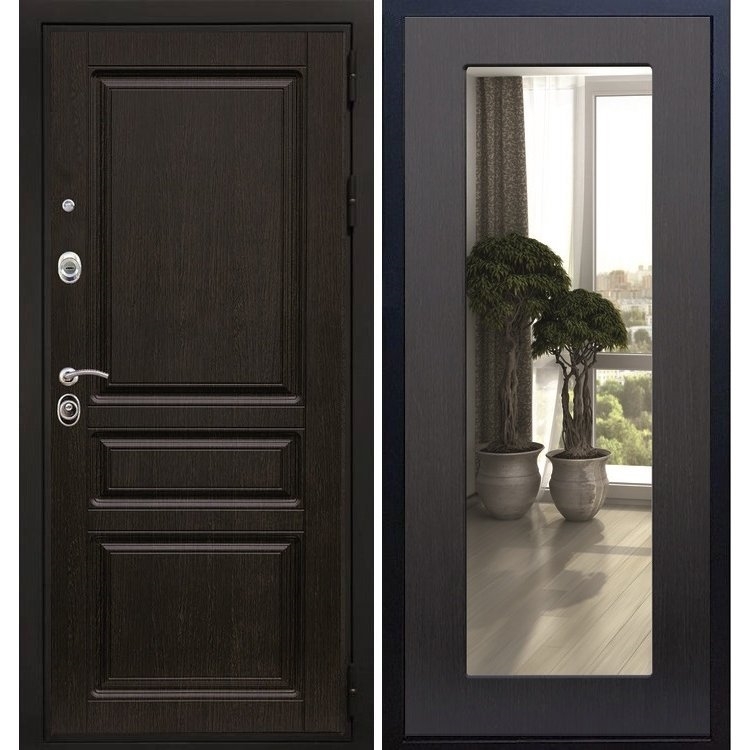 Входная металлическая дверь Премиум -H Пастораль Венге с Зеркалом 7865