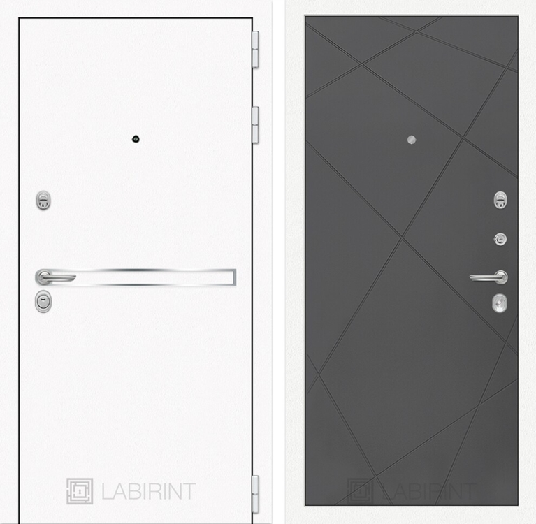 Входная металлическая дверь Лабиринт Лайн WHITE 24 - Графит софт 3919571
