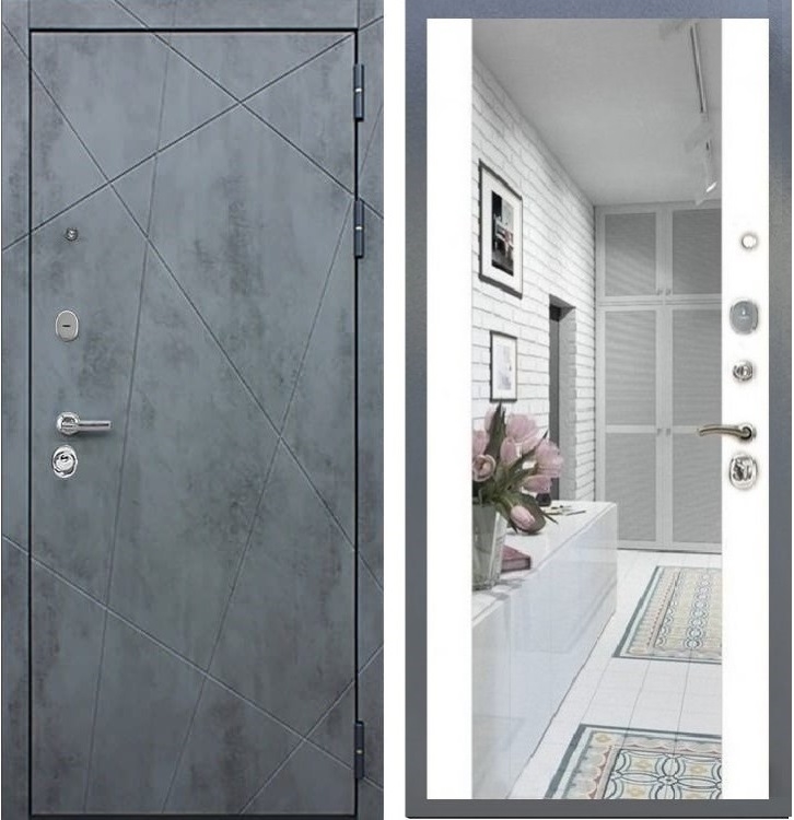 Входная дверь АСД Дуэт Б с Зеркалом СБ-16 Белый силк сноу 19680