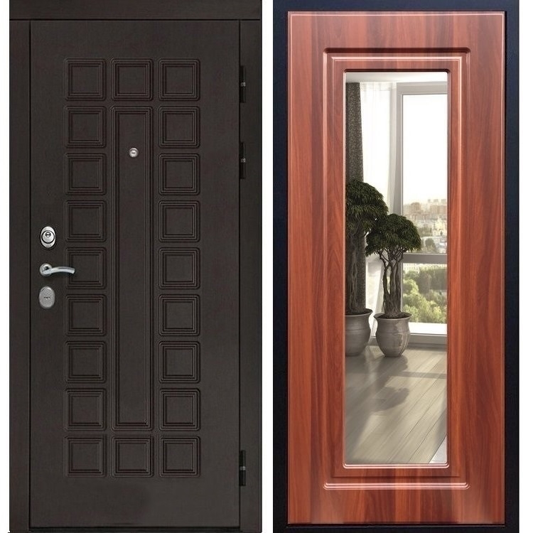 Входная металлическая дверь Монолит ФЛ-120 с Зеркалом Берёза морёная 20943