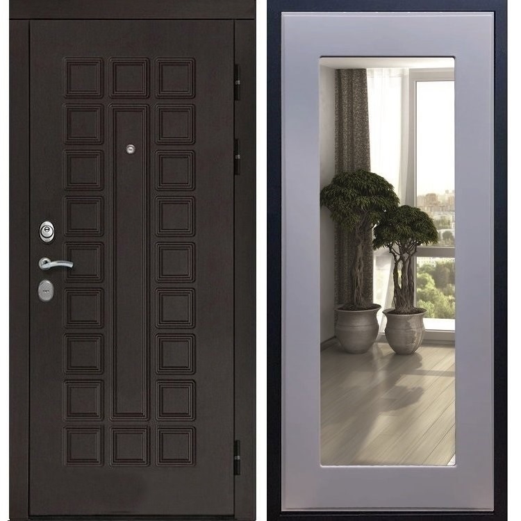 Входная металлическая дверь Монолит Пастораль Силк титан с Зеркалом 20953