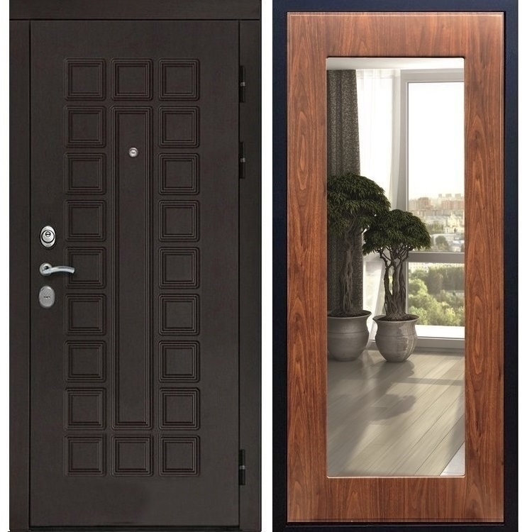 Входная металлическая дверь Монолит Пастораль Берёза морёная с Зеркалом 20958