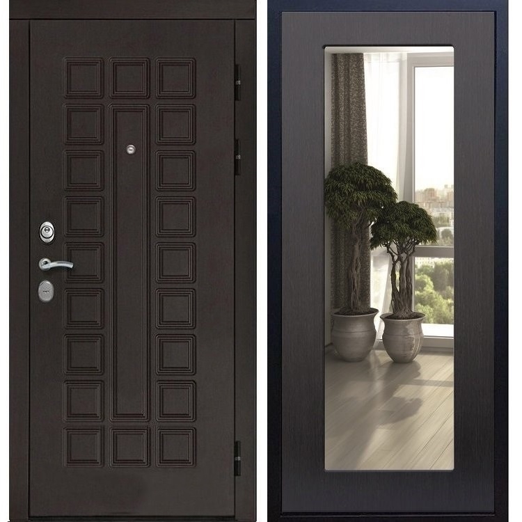 Входная металлическая дверь Монолит Пастораль Венге с Зеркалом 20959