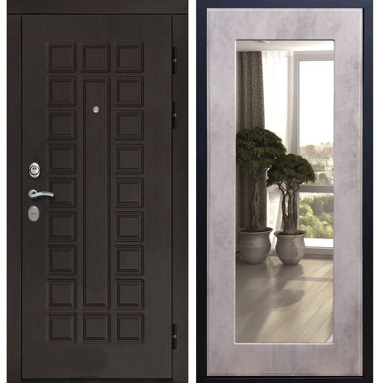 Входная металлическая дверь Монолит Пастораль Бетон светлый с Зеркалом 20960