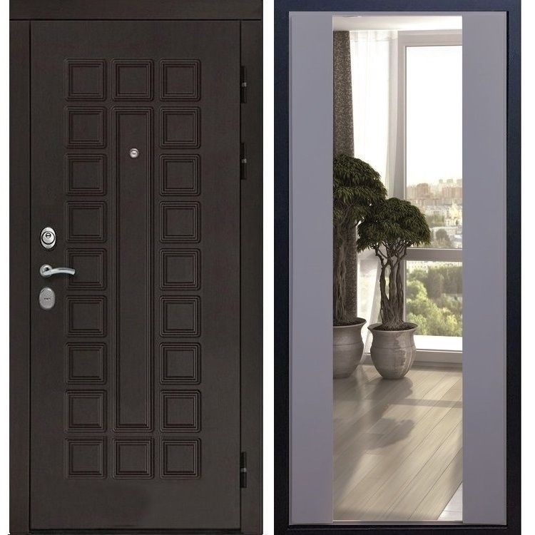 Входная металлическая дверь Монолит с Зеркалом СБ -16 Силк титан 20969