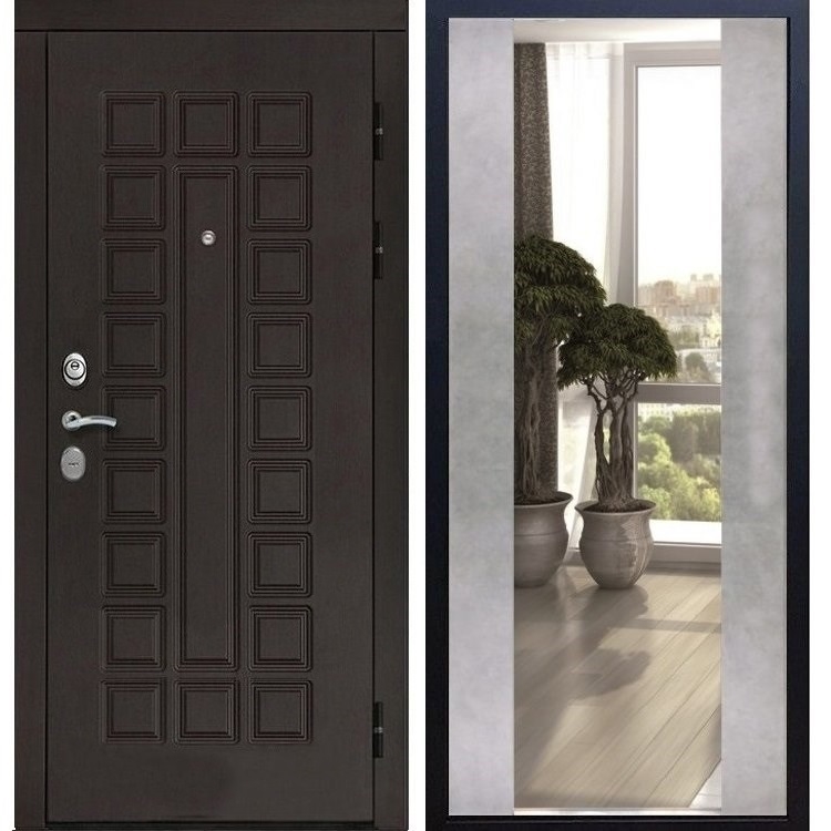 Входная металлическая дверь Монолит с Зеркалом СБ -16 Бетон светлый 20970