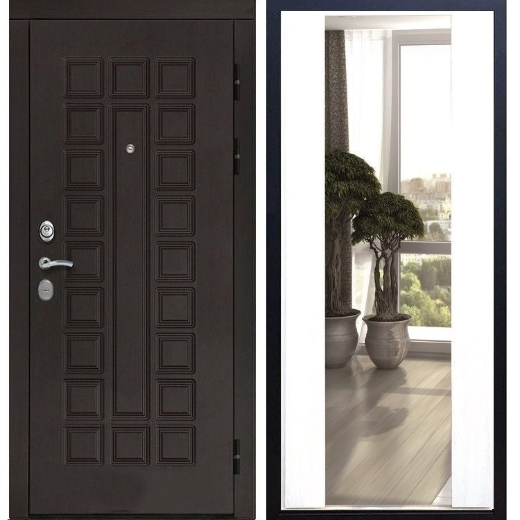 Входная металлическая дверь Монолит с Зеркалом СБ -16 Белый силк сноу 20975