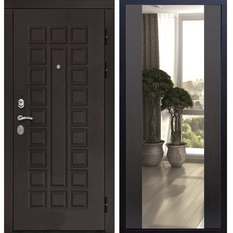 Входная металлическая дверь Монолит с Зеркалом СБ -16 Венге 20977