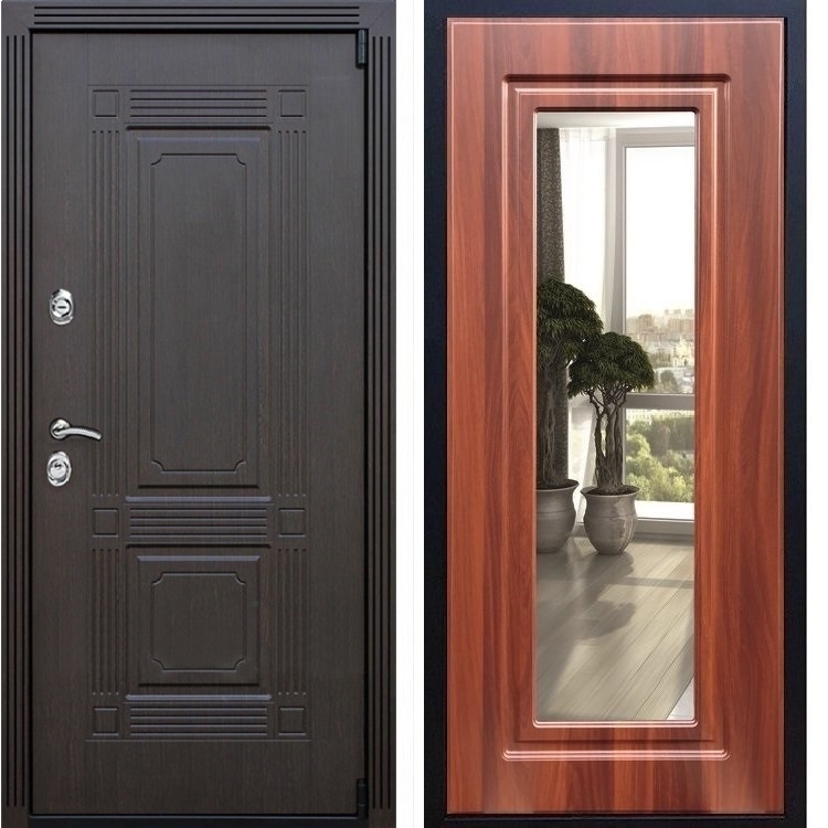 Входная металлическая дверь ESTET ФЛ-120 с Зеркалом Берёза морёная 22401