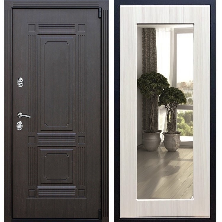 Входная металлическая дверь ESTET Пастораль Сандал белый с Зеркалом 22414