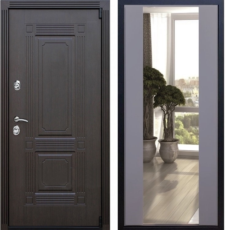 Входная металлическая дверь ESTET с Зеркалом СБ -16 Силк титан 22427