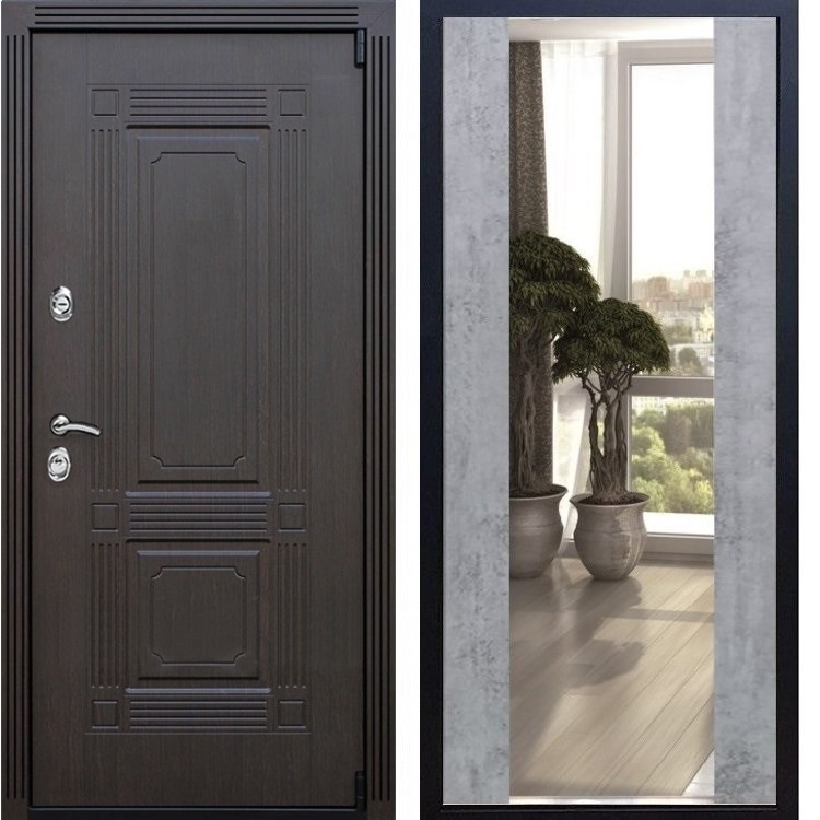 Входная металлическая дверь ESTET с Зеркалом СБ -16 Бетон темный 22429