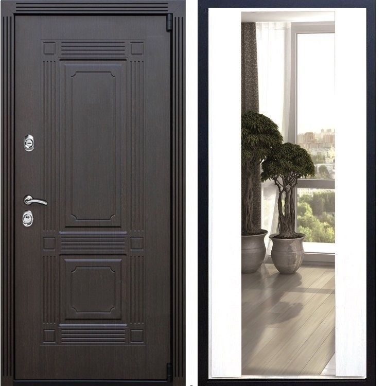 Входная металлическая дверь ESTET с Зеркалом СБ -16 Белый силк сноу 22433