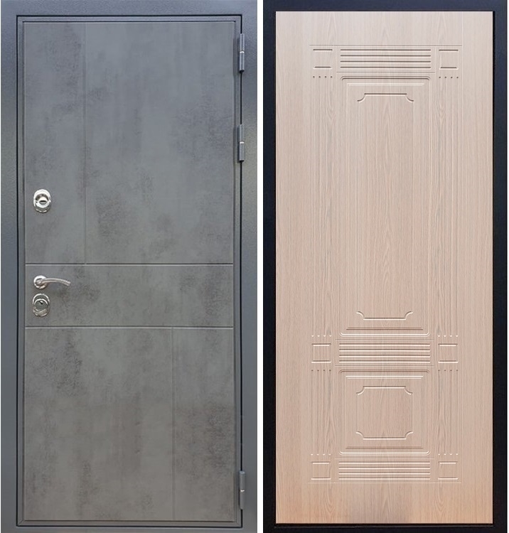 Входная металлическая дверь Гранит Бетон ФЛ-2 Беленый дуб 27381