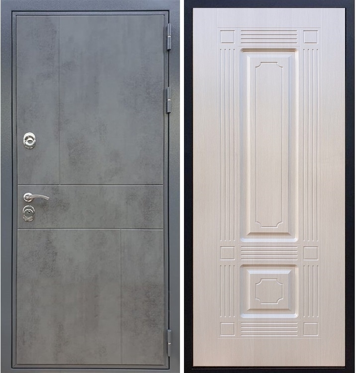 Входная металлическая дверь Гранит Бетон ФЛ-2 Лиственница беж 27379