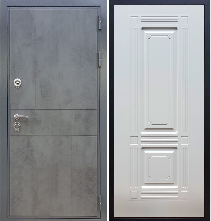 Входная металлическая дверь Гранит Бетон ФЛ-2 Белый ясень 27375