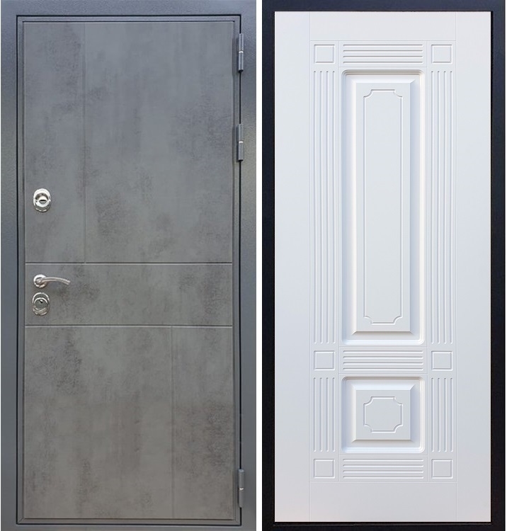 Входная металлическая дверь Гранит Бетон ФЛ-2 Белый силк сноу 27377