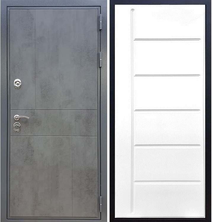 Входная металлическая дверь Гранит Бетон ФЛ-102 Белый силк сноу 27456