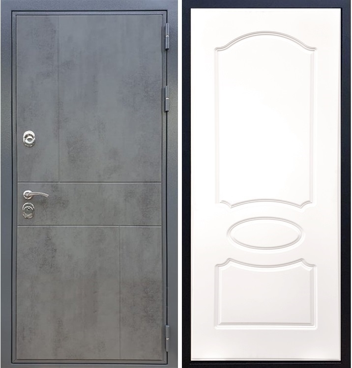 Входная металлическая дверь Гранит Бетон ФЛ-128 Белый силк сноу 27490