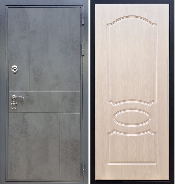 Входная металлическая дверь Гранит Бетон ФЛ-128 Лиственница беж 27496