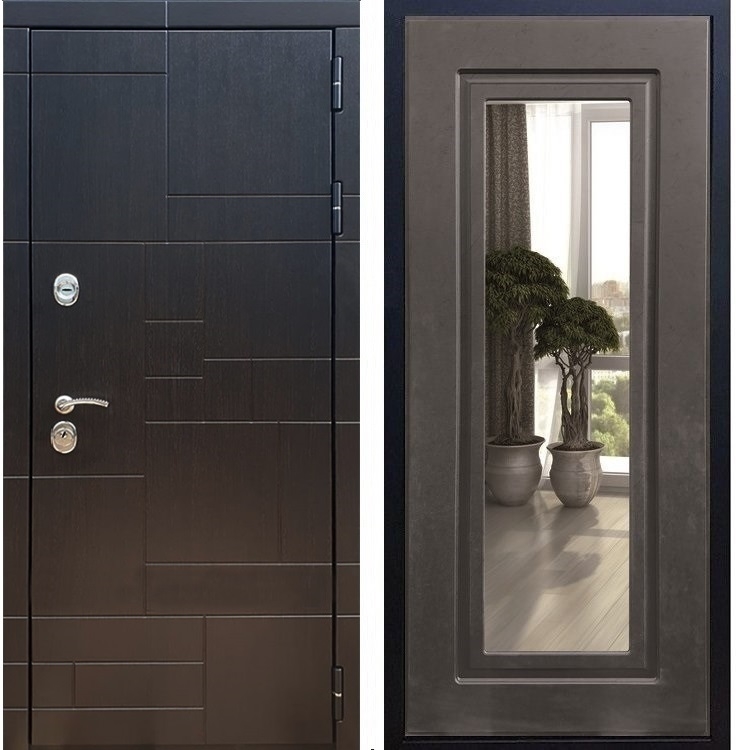 Входная металлическая дверь Нова Лабиринт с Зеркалом Венге 26215