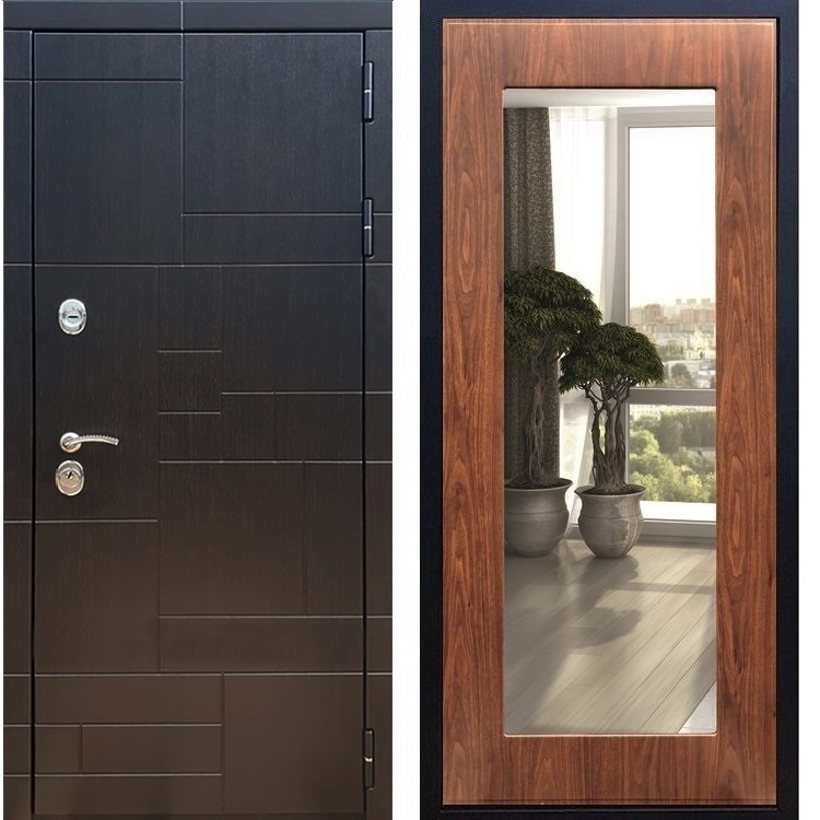 Входная металлическая дверь Нова Лабиринт Пастораль Берёза морёная с Зеркалом 26223