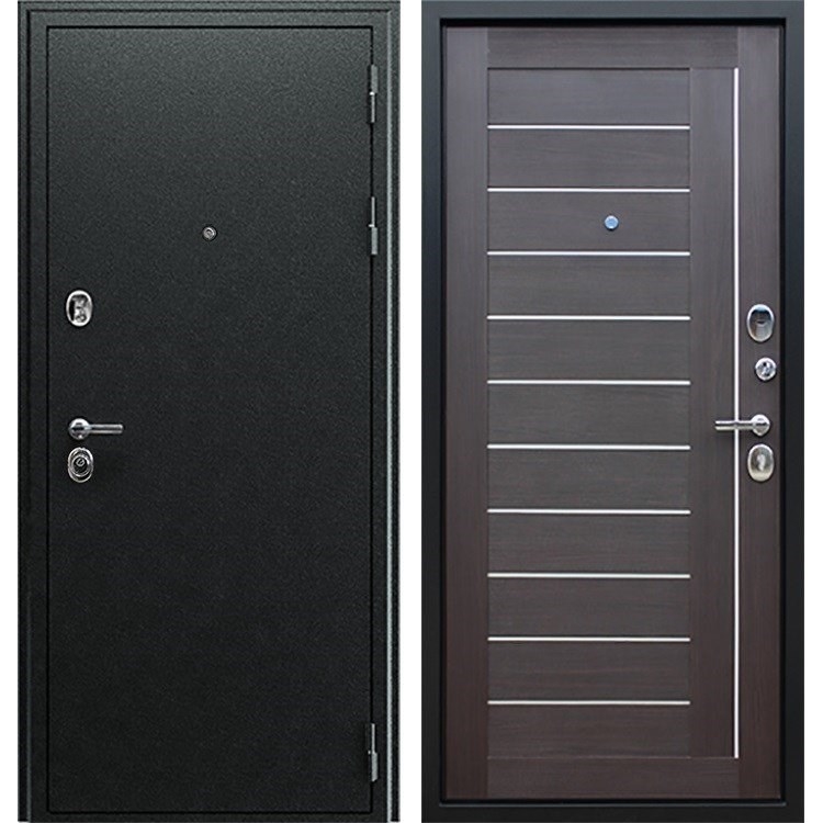 Входная металлическая дверь Асд Соло Антик Серебро | Орех рифленый 7174