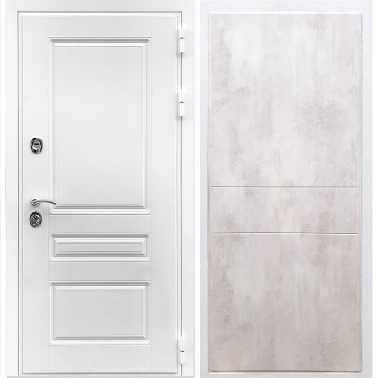 Входная белая дверь Император ФЛ-290 Бетон светлый 28479