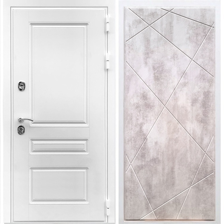 Входная белая дверь Император ФЛ-291 Бетон светлый 28482